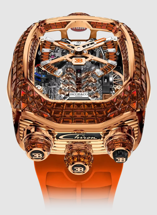 (image for) Jacob & Co bugatti chiron tourbillon baguette ORANGE SAPPHIRES Replica Watch BU800.40.AE.UA.A